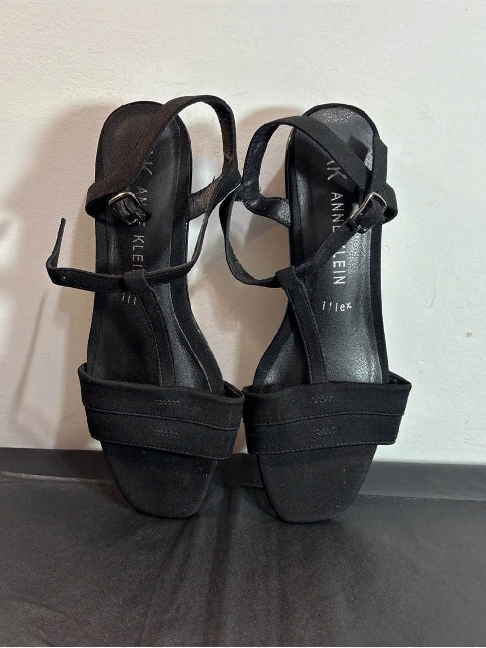 Anne Klein Black Ankle-Strap Sandals. Sz 7.5. 9/17